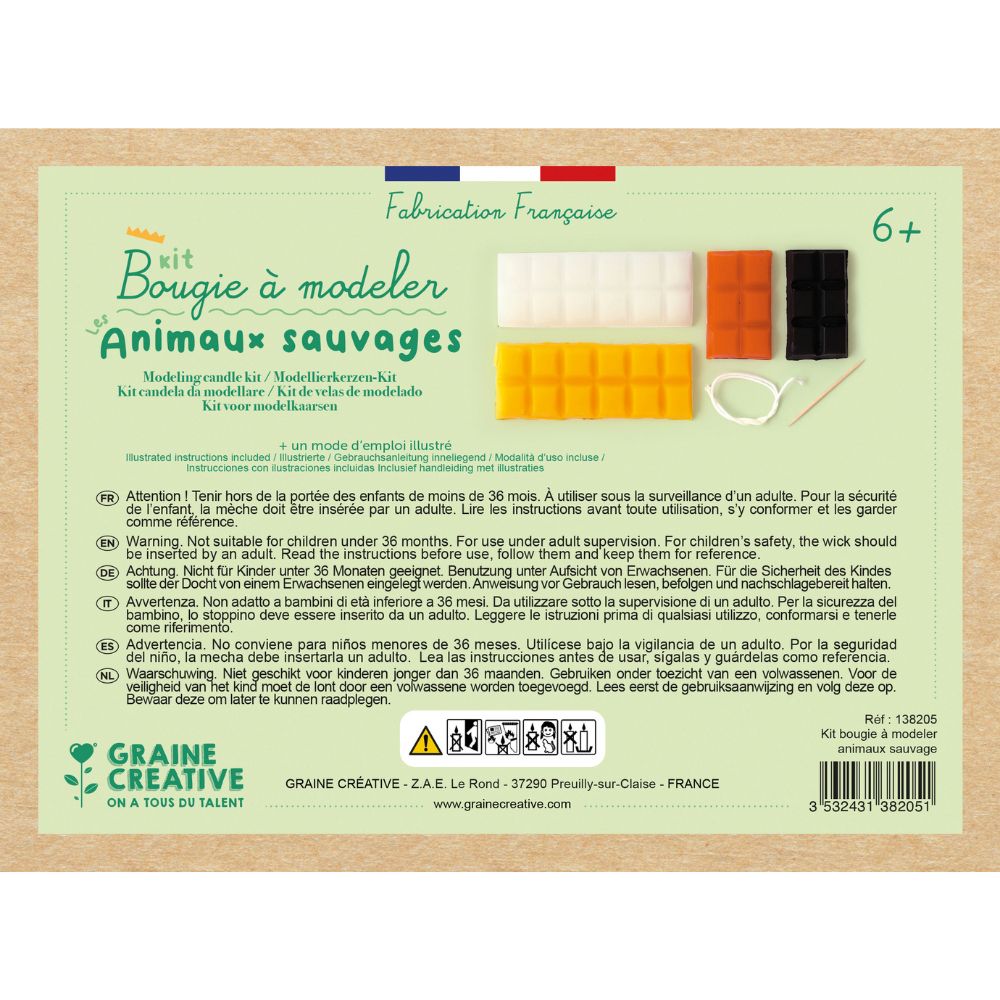 Graine Creative Wild Animal Candle Modelling Kit
