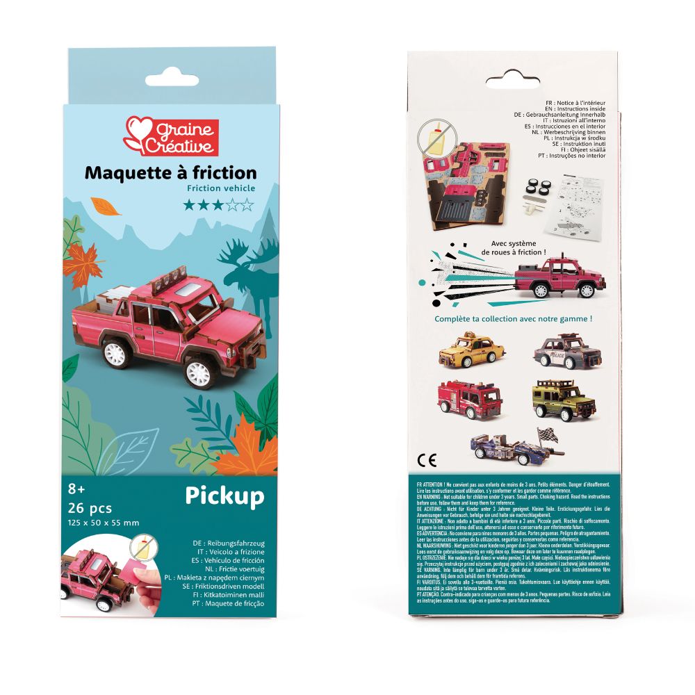 Graine Creative Wooden 3D Model - Pick Up Truck