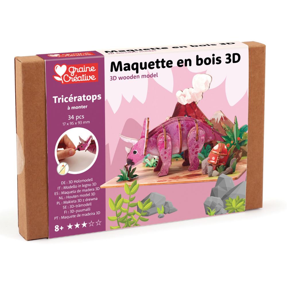 Graine Creative Wooden 3D Model - Triceratops