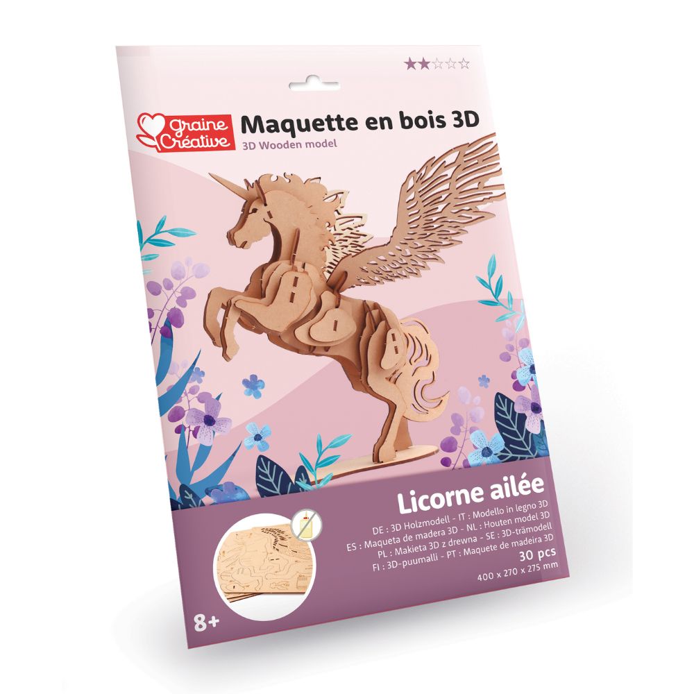 Graine Creative Wooden 3D Model - Unicorn
