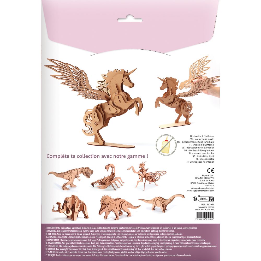 Graine Creative Wooden 3D Model - Unicorn
