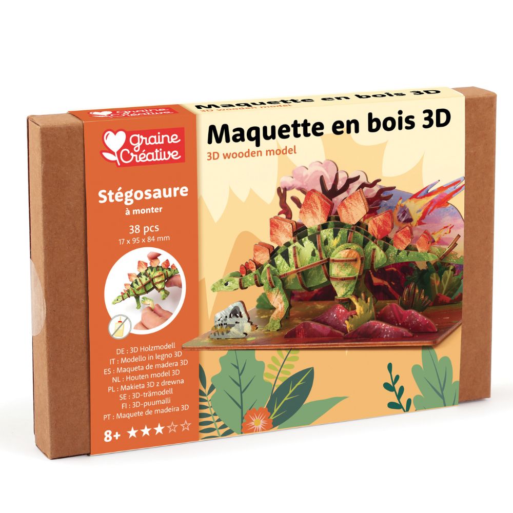 Graine Creative Wooden 3D Model Kit - Stegosaurus