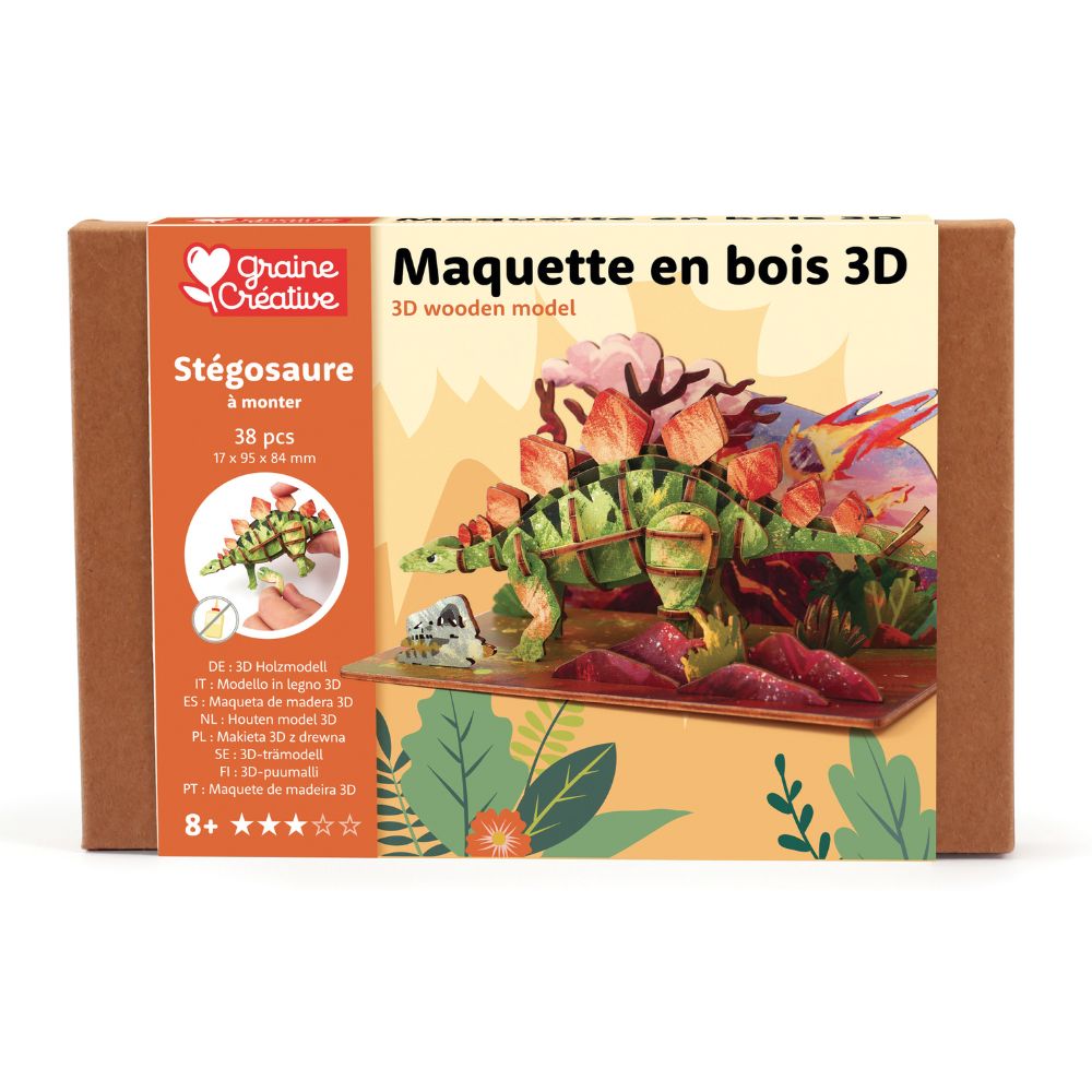Graine Creative Wooden 3D Model Kit - Stegosaurus