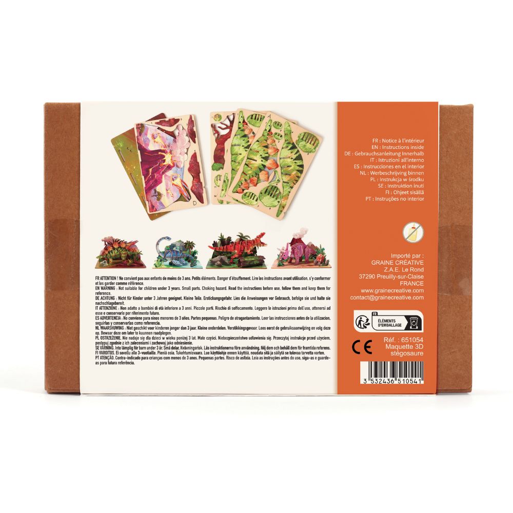 Graine Creative Wooden 3D Model Kit - Stegosaurus