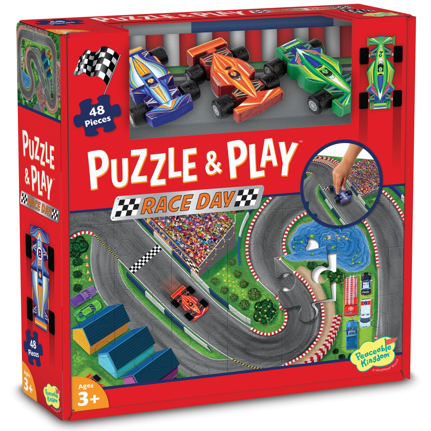 Peaceable Kingdom Puzzle & Play - Race Day