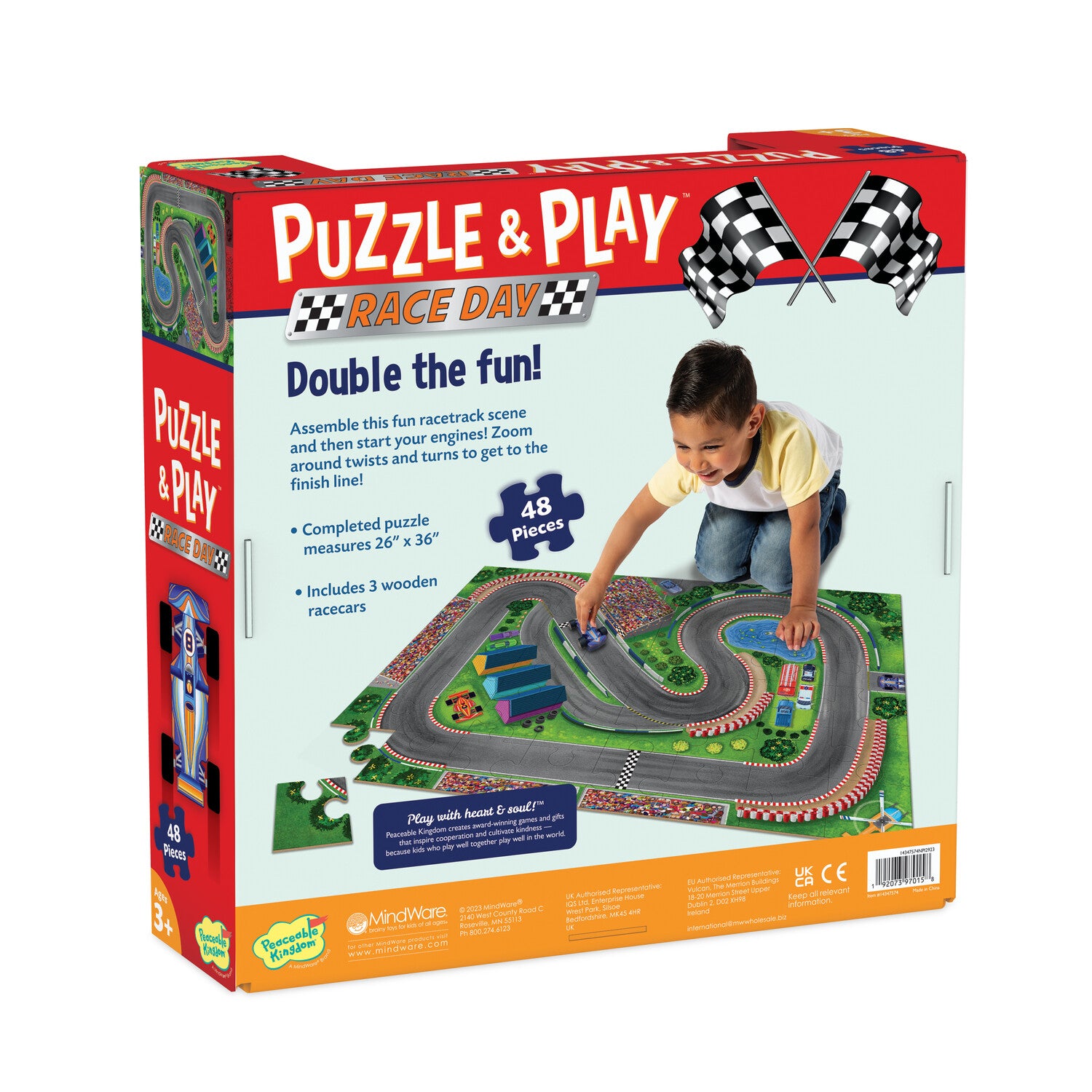 Peaceable Kingdom Puzzle & Play - Race Day