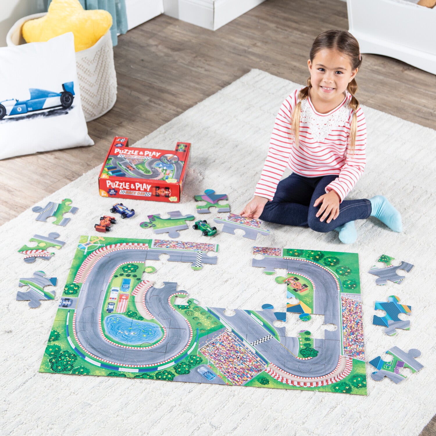 Peaceable Kingdom Puzzle & Play - Race Day