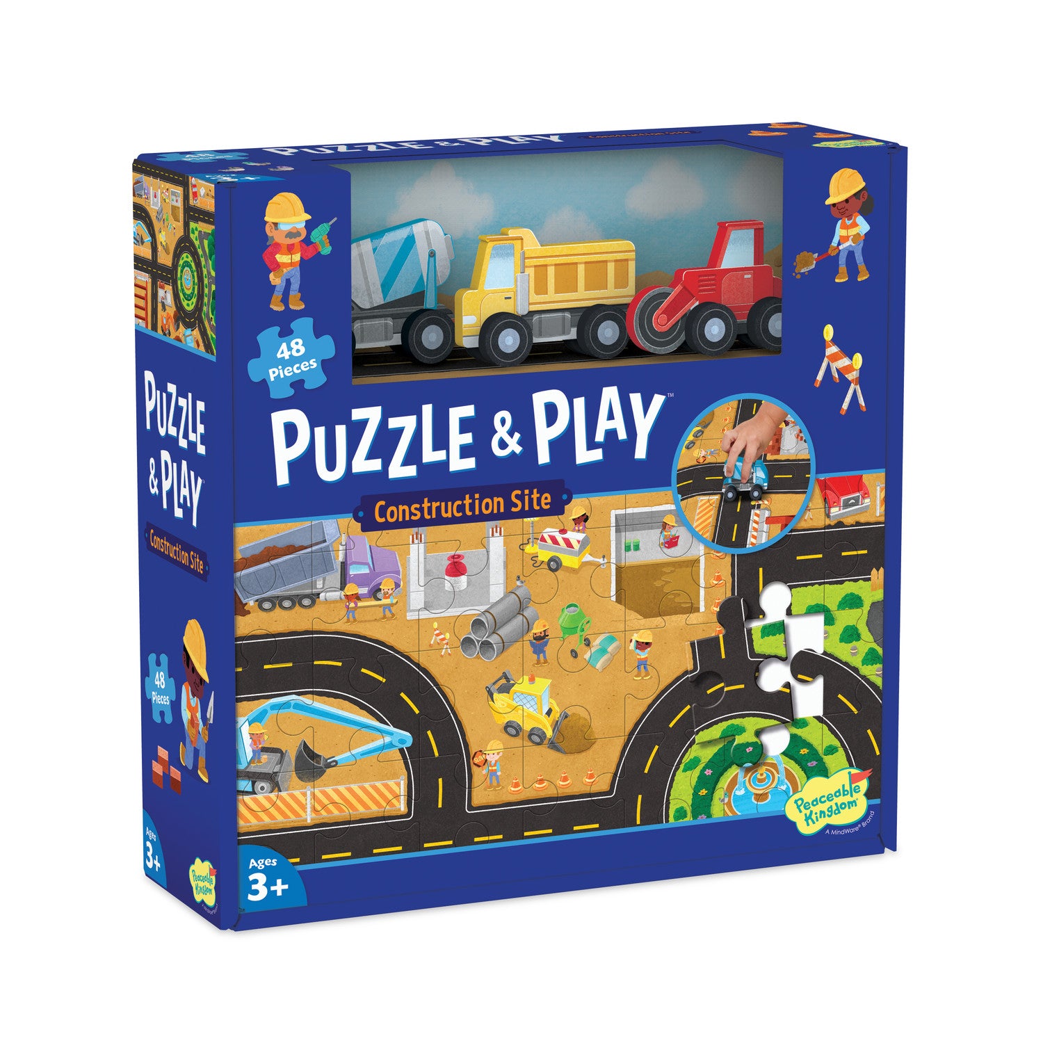 Peaceable Kingdom Puzzle & Play - Construction Site