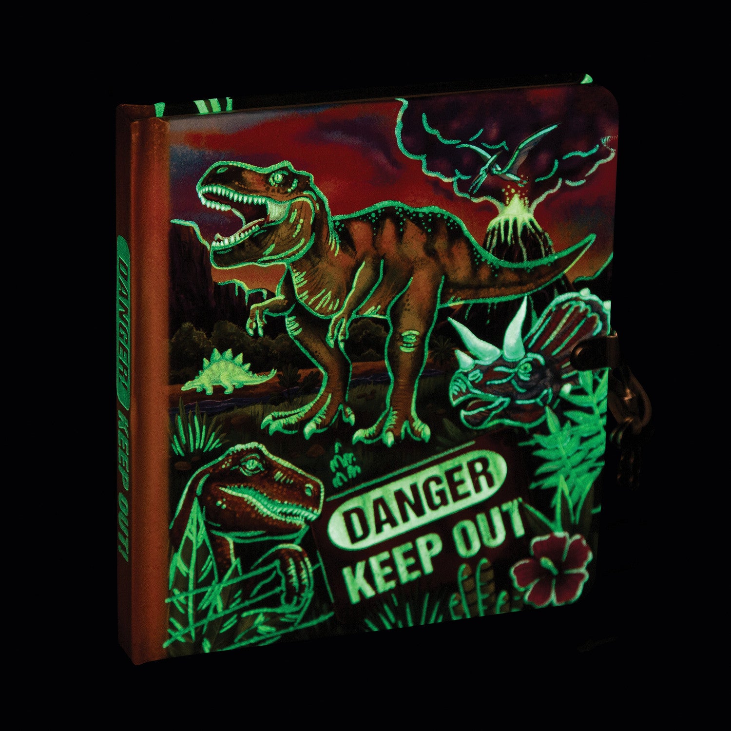 Peaceable Kingdom Lock & Key Diary - Dinosaur Glow in the Dark