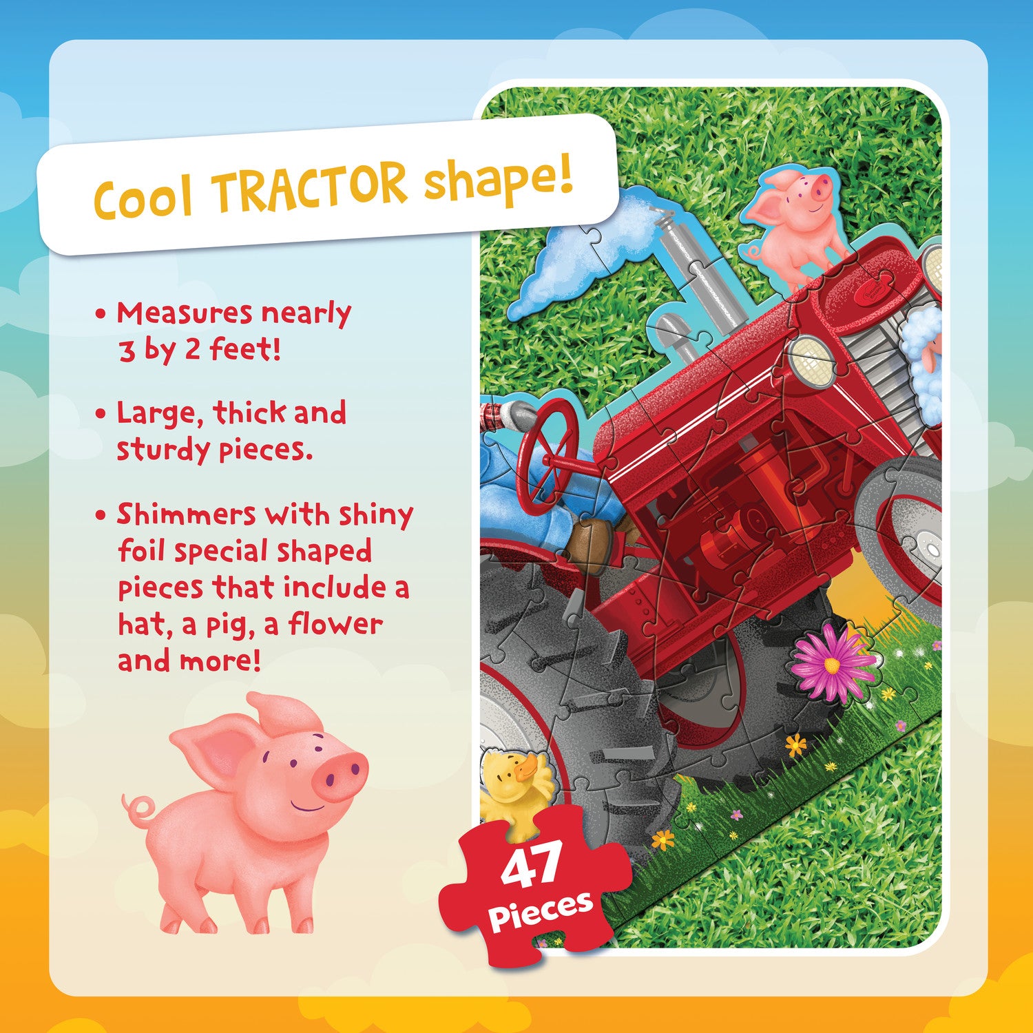 Peaceable Kingdom Shiny Tractor Floor Puzzle