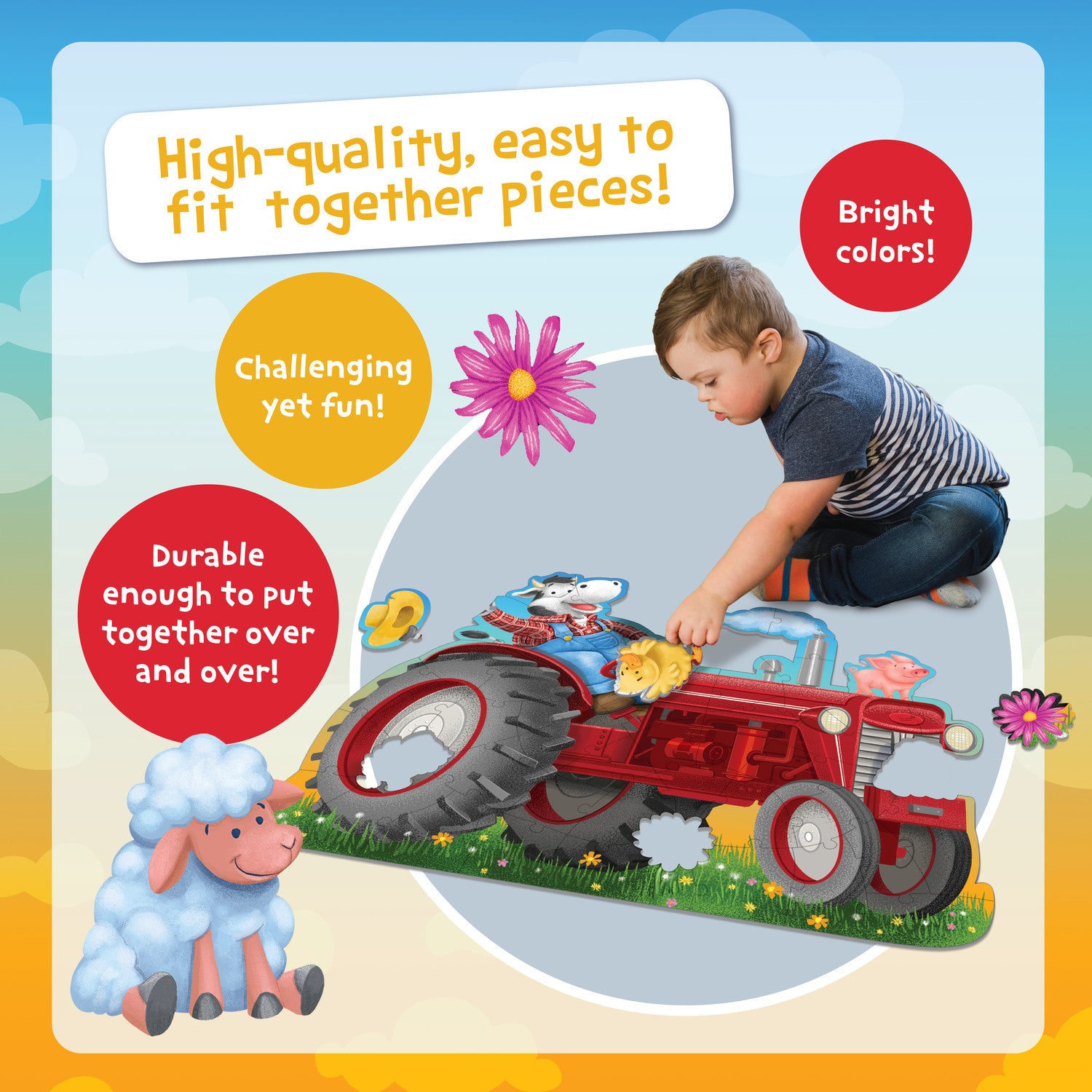 Peaceable Kingdom Shiny Tractor Floor Puzzle