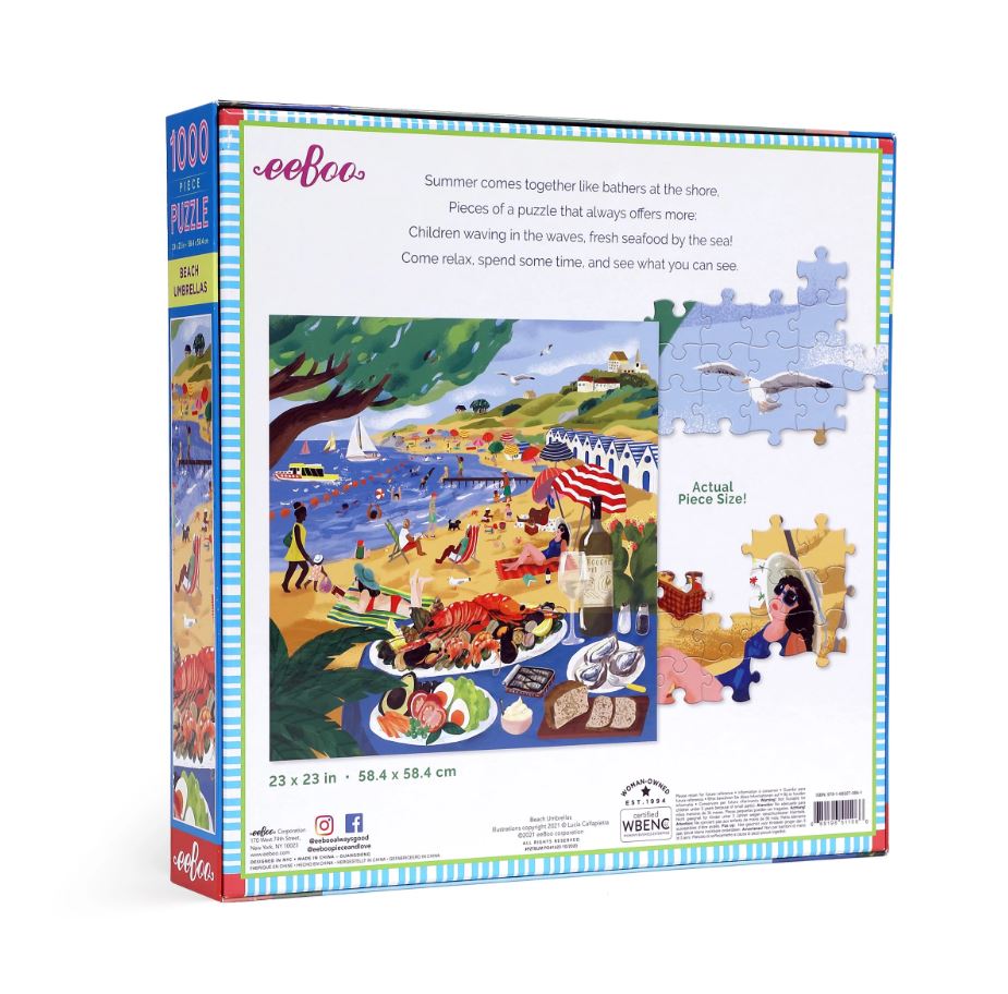 eeBoo 1000 Piece Jigsaw Puzzle - Beach Umbrellas image 2