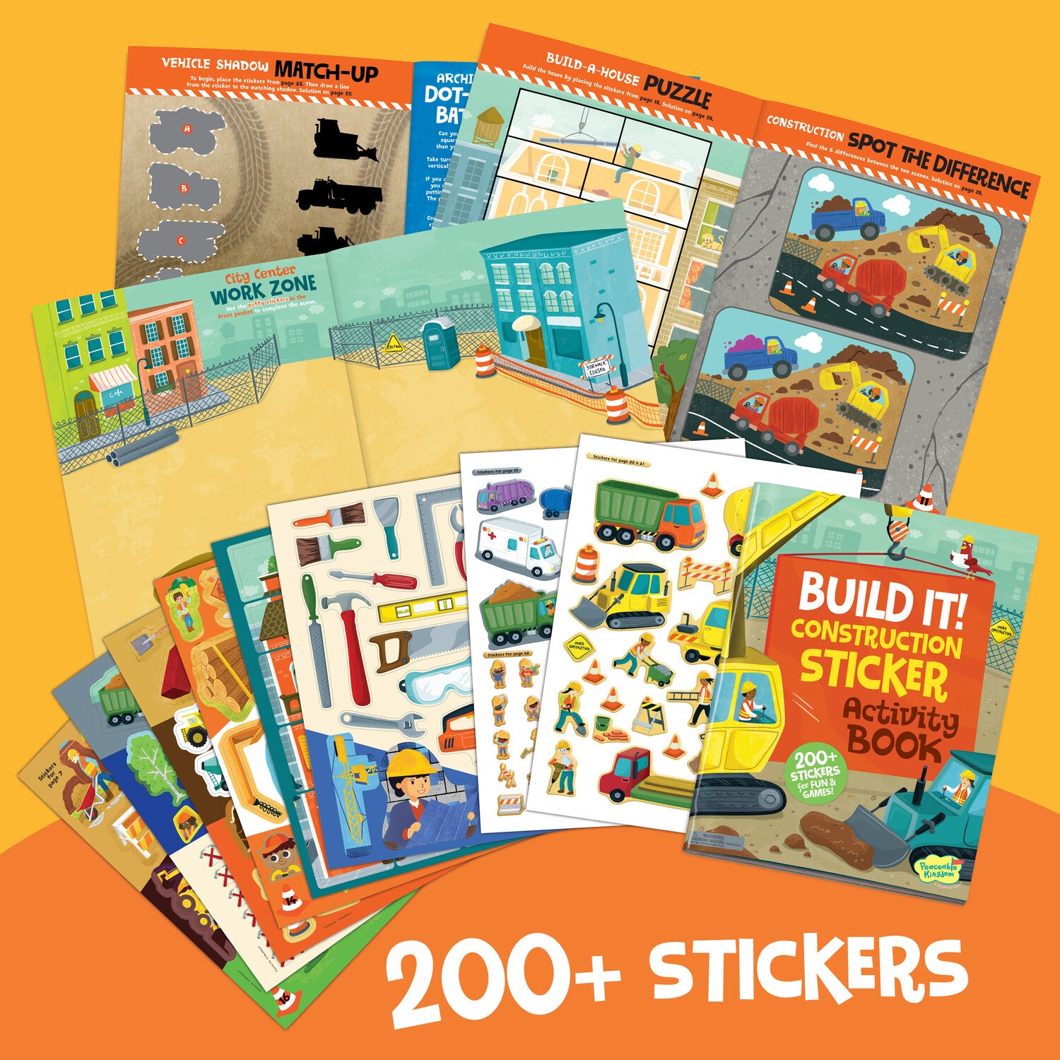 Sticker Activity Book - Build It! Construction by Peaceable Kingdom image 2