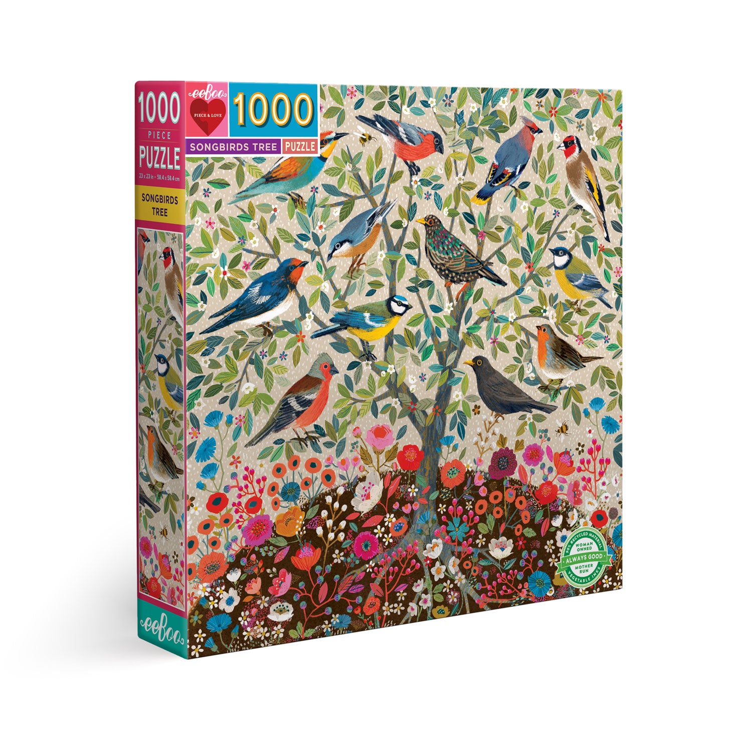 eeBoo 1000 Piece Jigsaw Puzzle - Songbirds Tree image 0