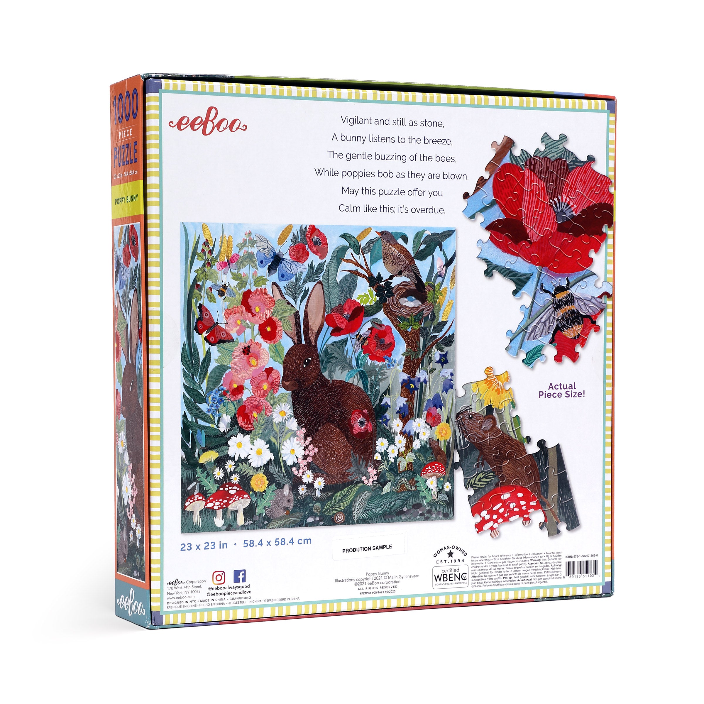 eeBoo 1000 Piece Jigsaw Puzzle - Poppy Bunny image 2