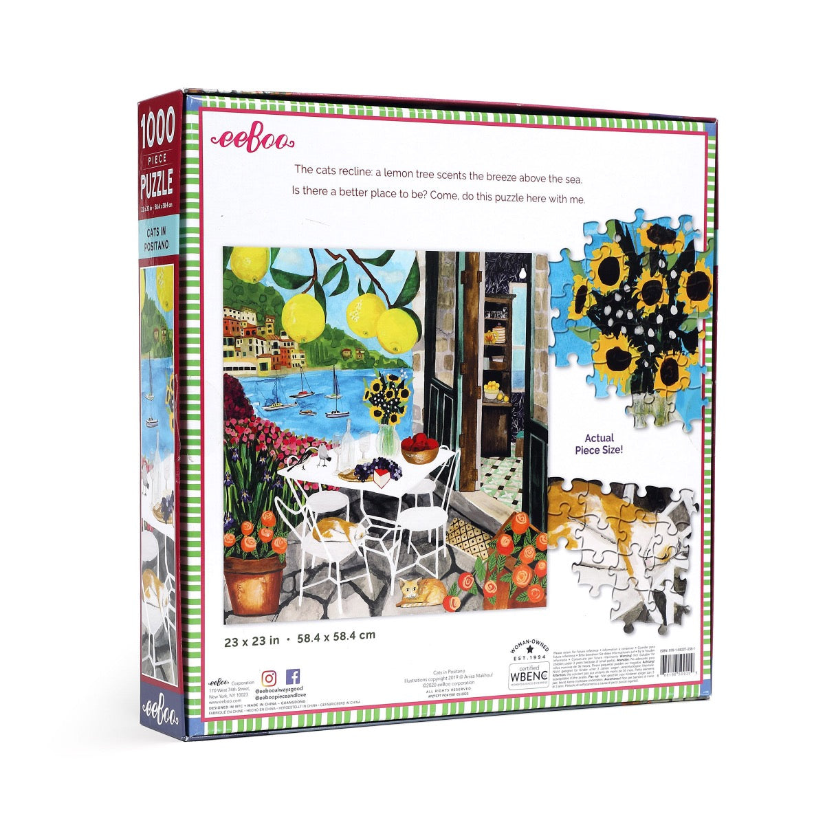 eeBoo 1000 Piece Jigsaw Puzzle - Cats in Positano